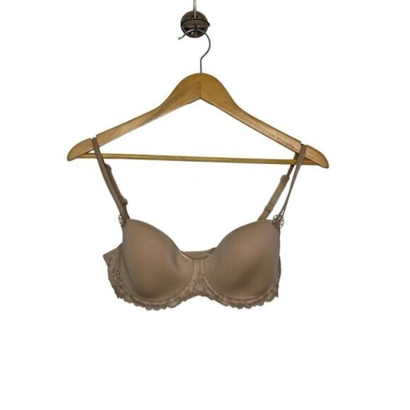 Simone Perele Women's Size 32E Eden 3D Lace Trim Underwired Demi Bra Beige - Picture 1 of 10